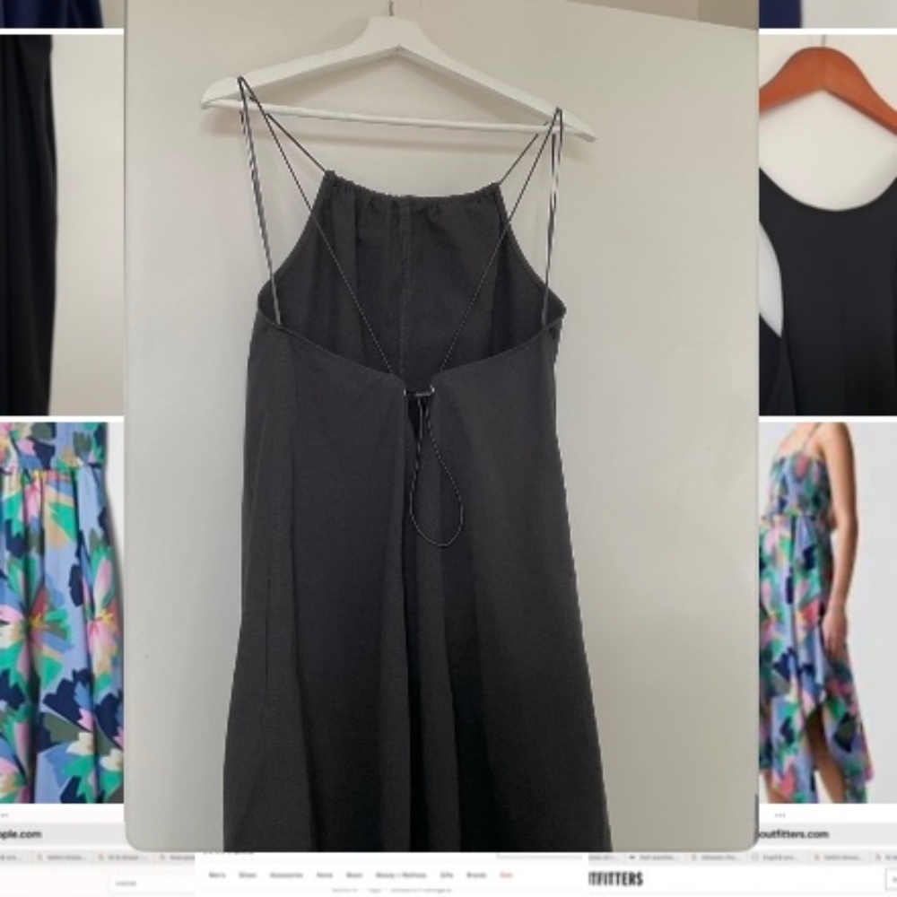 Zara Black Midi Slip Dress with Thin Straps